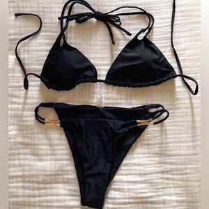 Small Black Halter Tie Bikini Set
